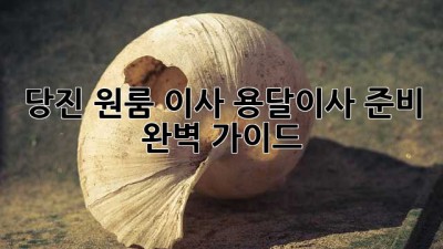 당진 원룸 이사, 용달이사 준비 완벽 가이드!